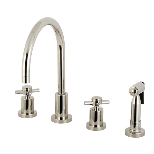 KS8726DXBS Concord 8" Widespread Kitchen Faucet W/ Brass Sprayer, Nickl